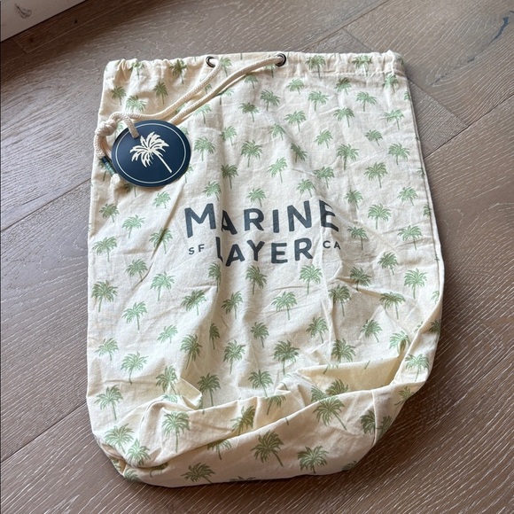 Marine Layer Handbags - Marine Layer Cream and Green Drawstring Bag